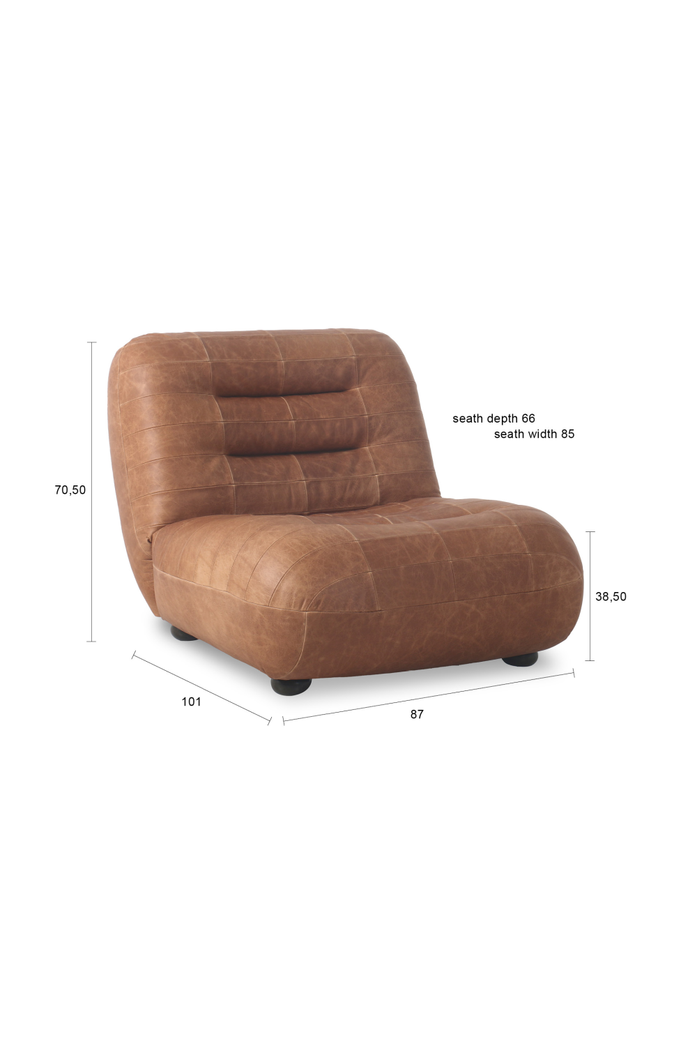 Deep Stitched Leather Lounge Chair | Dutchbone Wyatt | Oroa.com