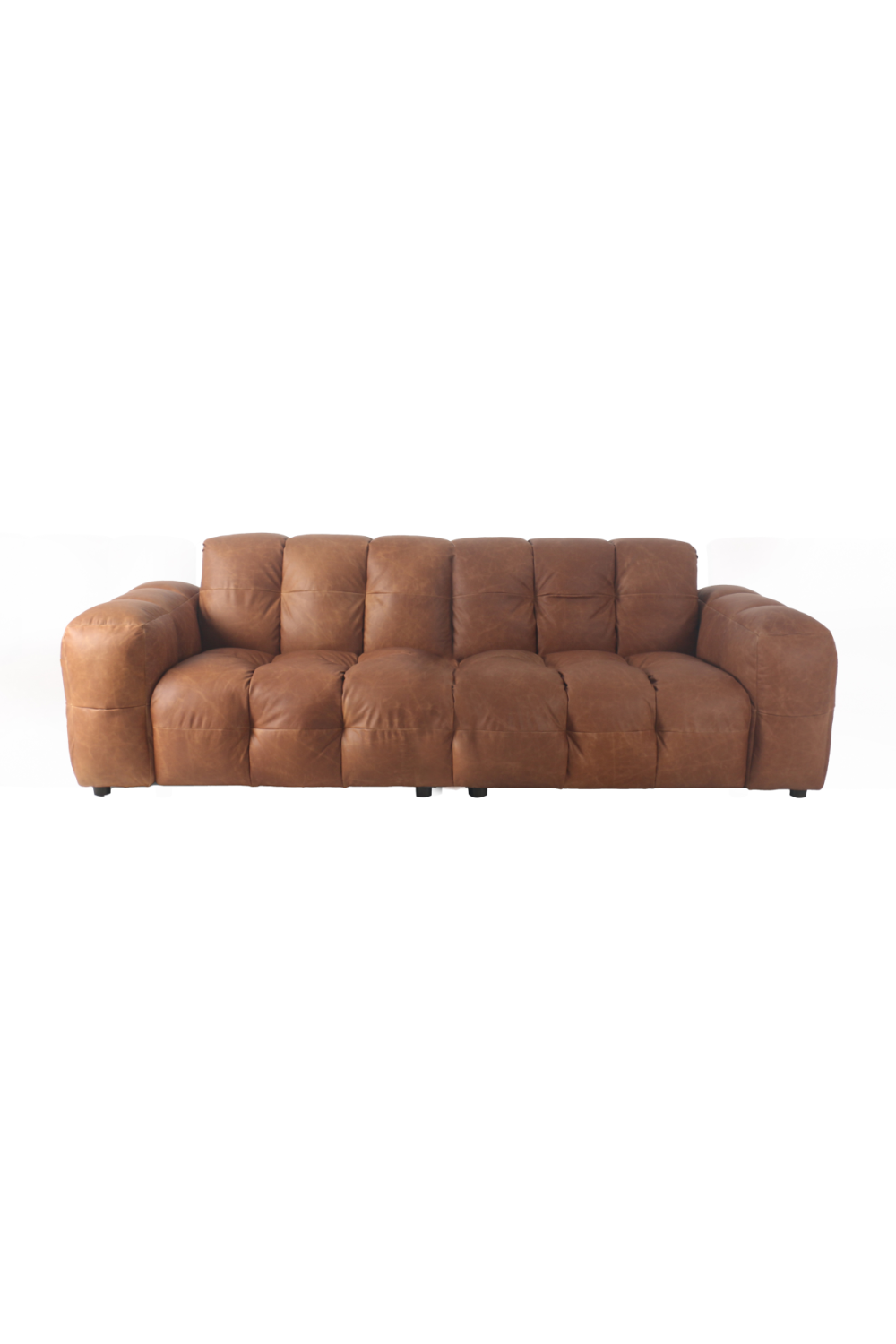 Tufted Leather 3-Seater Sofa | Dutchbone Hackman | OROA.com