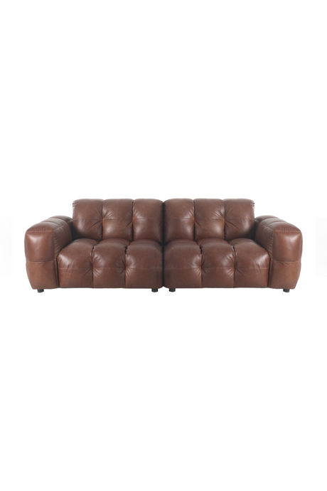 Tufted Leather 3-Seater Sofa | Dutchbone Hackman | OROA.com