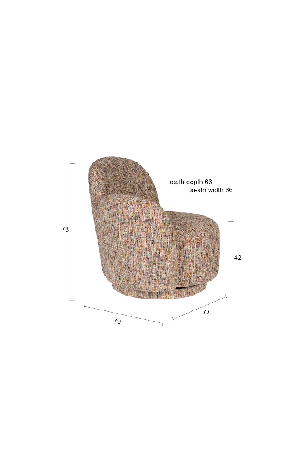 Melange Fabric Swivel Lounge Chair | Dutchone Rose | Oroa.com