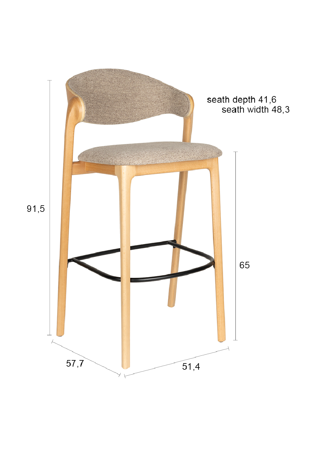 Beech Wood Counter Stools (2) | Dutchbone Babington | Oroa.com