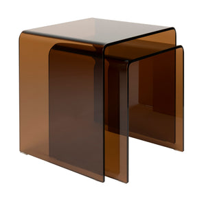   Brown Glass Side Table Set (2) | Oroa.com