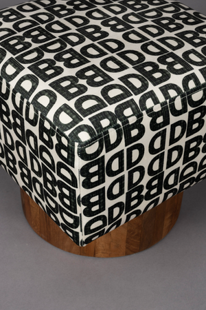 Letter Print Square Stool | Dutchbone Monogram | OROA.com