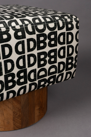 Letter Print Square Stool | Dutchbone Monogram | OROA.com