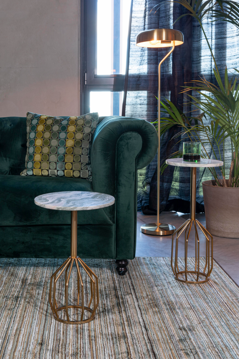 Marble Pedestal Side Table | Dutchbone Salerno | OROA.com