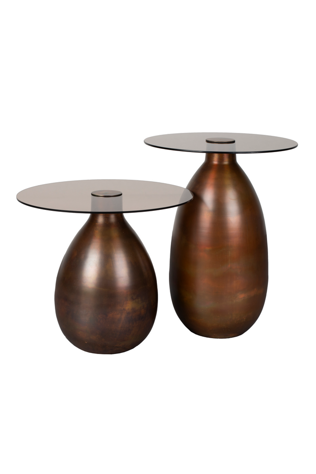 Brown Glass Side Table Set (2) | Dutchbone Selene | OROA.com