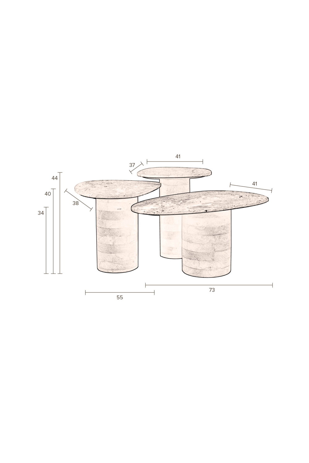 Marble Pedestal Side Tables (3) | Dutchbone Suki | OROA.com