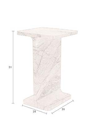 Brown Marble Square Side Table | Dutchbone Satpura | OROA.com