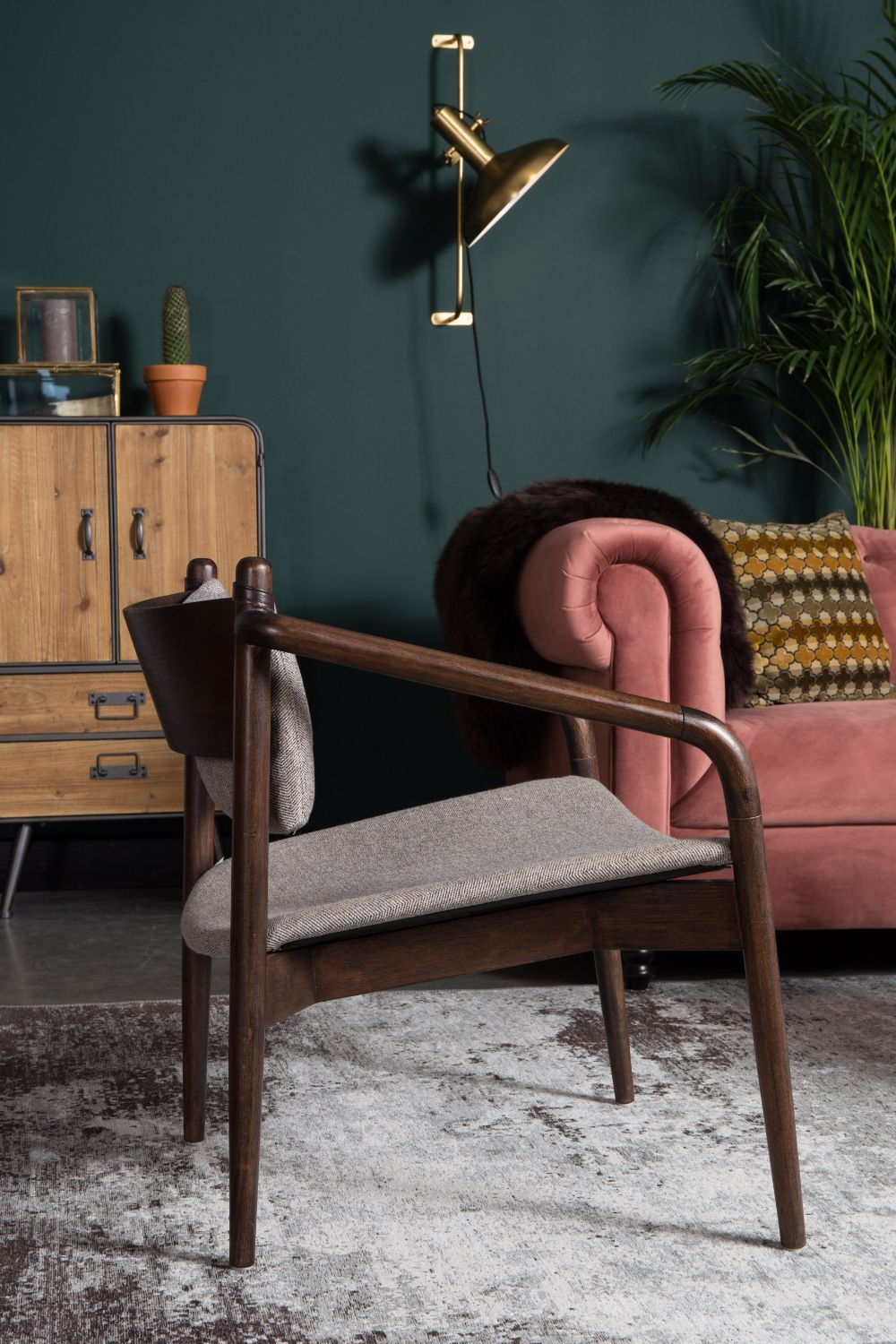 Herringbone Upholstered Armchair | Dutchbone Torrance | OROA.com