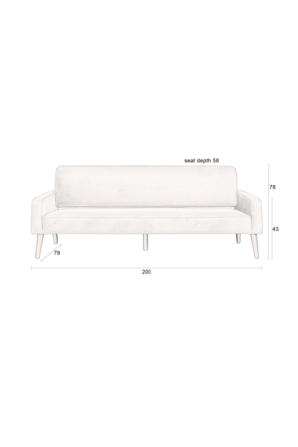 Beige Ribcord Sofa | Dutchbone Preston | OROA.com