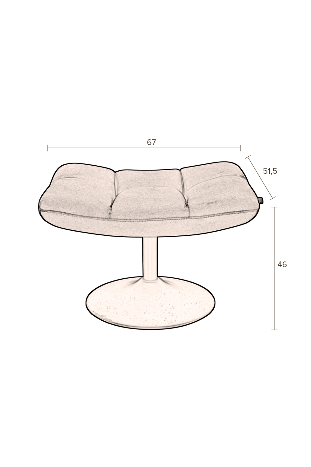 Pedestal Base Padded Hocker | Dutchbone Bar | Oroa.com