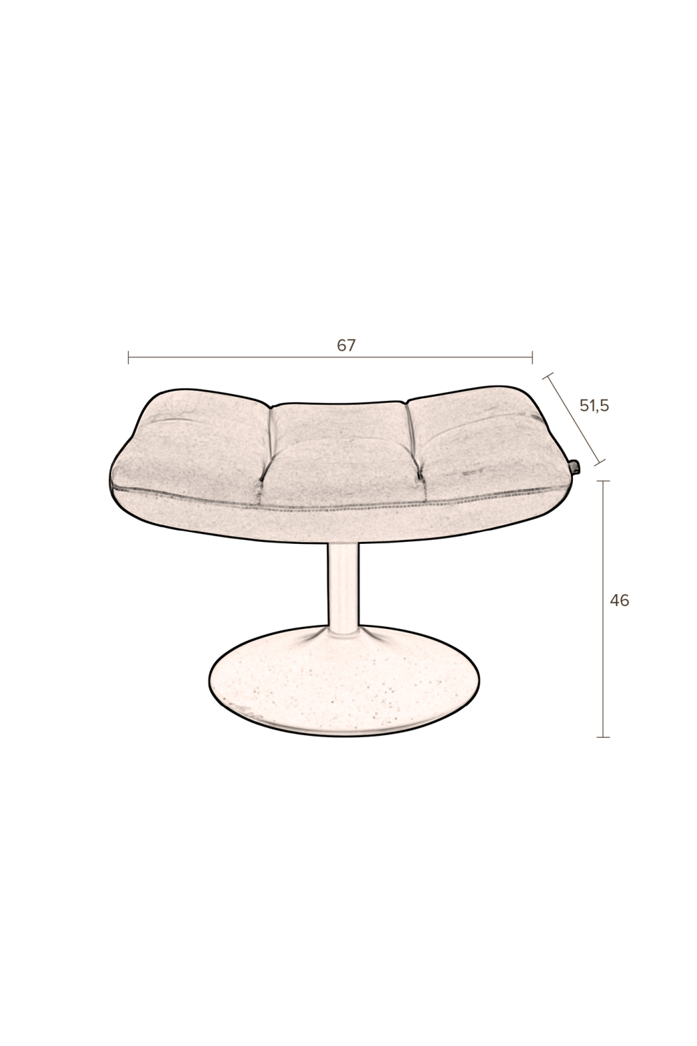 Pedestal Base Padded Hocker | Dutchbone Bar | Oroa.com