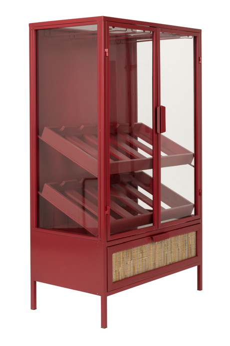 Red Wooden Wine Cabinet | Dutchbone Mori | OROA.com