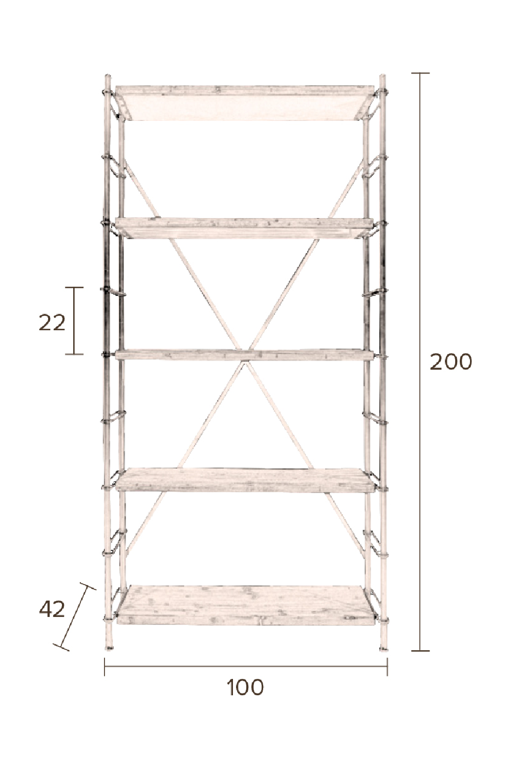 5-Shelf Storage Cabinet | Dutchbone Iron | OROA.com