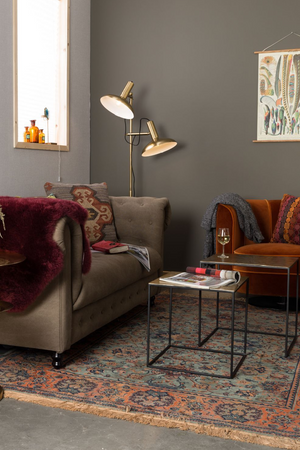 Brass 2-Light Floor Lamp | Dutchbone Karish | DutchFurniture.com