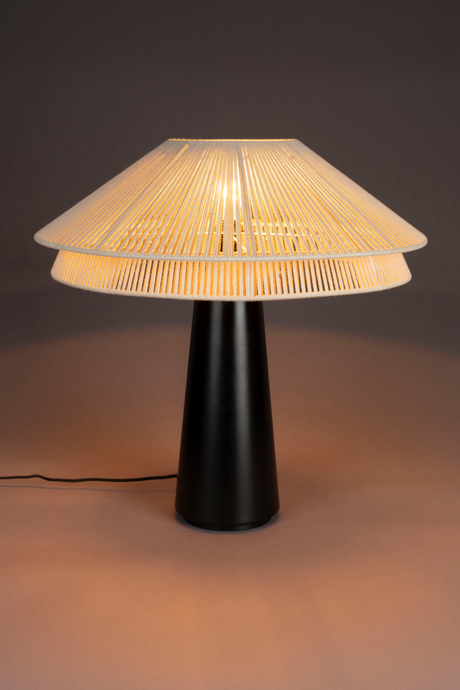 Beige Cotton Thread Table Lamp | Dutchbone Elon | OROA.com