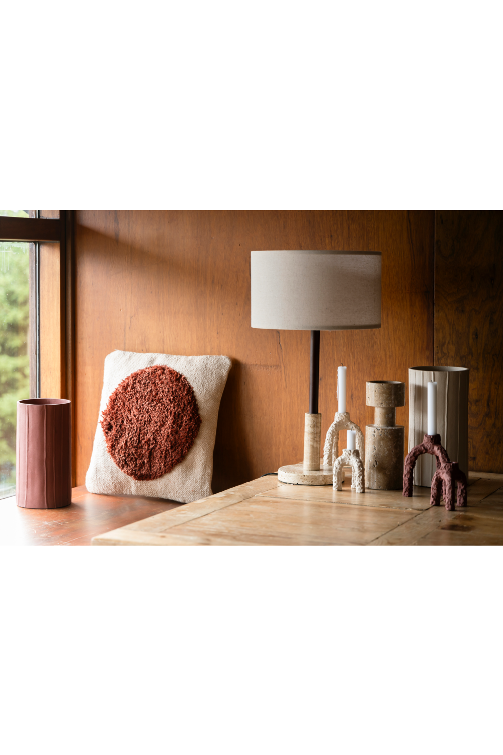 Travertine Base Table Lamp | Dutchbone Jackson | OROA.com