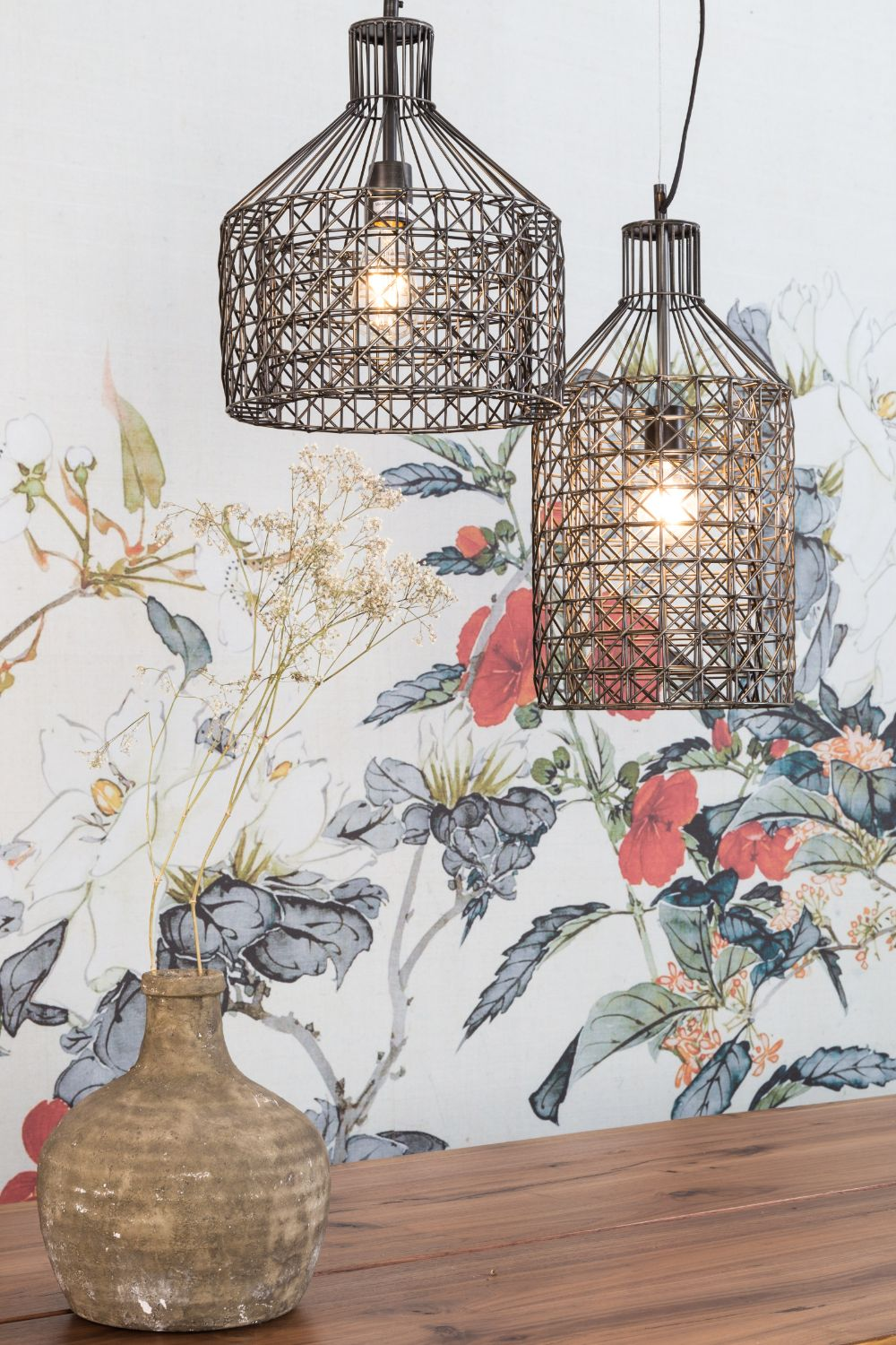 Gray Metal Weave Pendant Lamp L | Dutchbone Jim | DutchFurniture.com