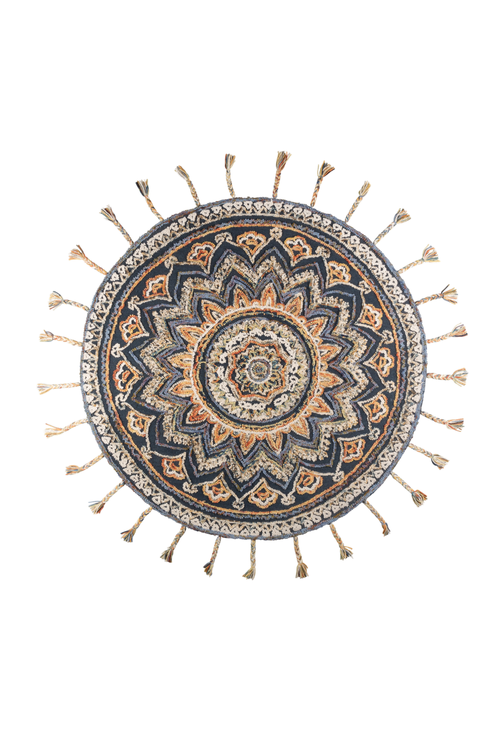 Round Knotted Fringe Area Rug 6' x 7' | Dutchbone Pix | Oroatrade.com