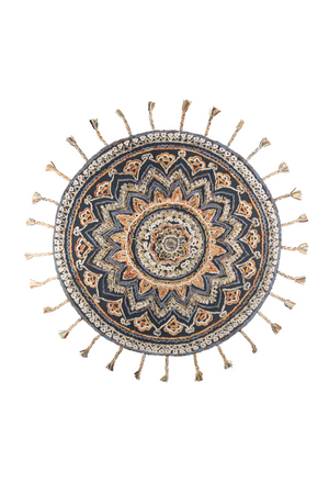 Round Knotted Fringe Area Rug 6' x 7' | Dutchbone Pix | Oroatrade.com