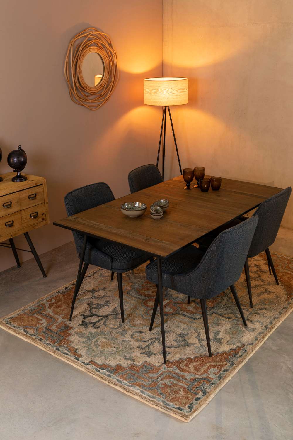 Blue Vintage Carpet | Dutchbone Amori | OROA.com