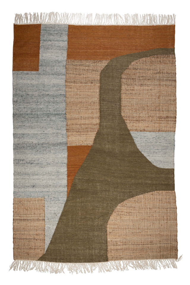 Abstract Print Fringed Carpet | Dutchbone Pavilion | OROA.com