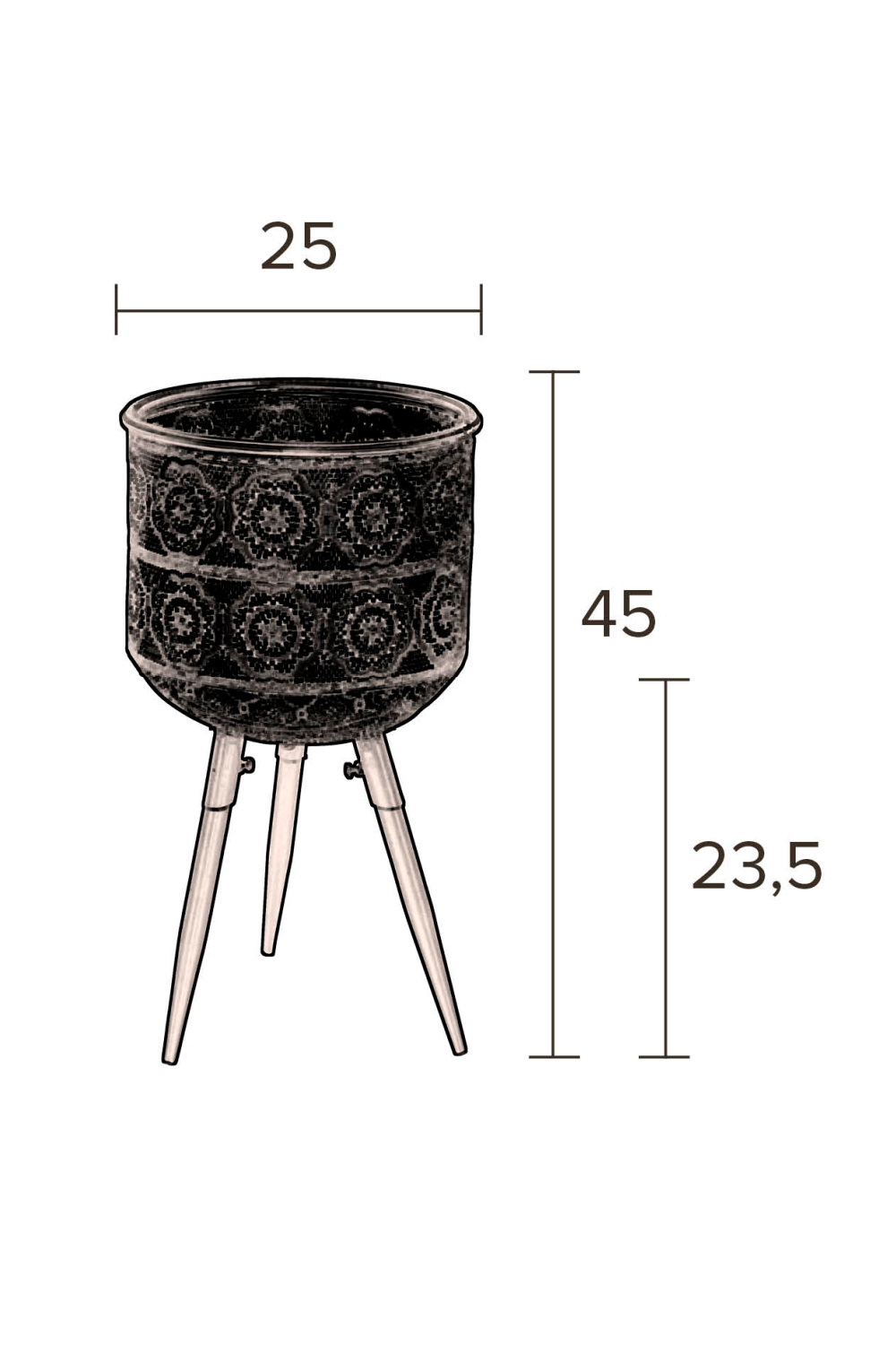 Brass Tripod Plant Stand M | Dutchbone Botanique | DutchFurniture.com