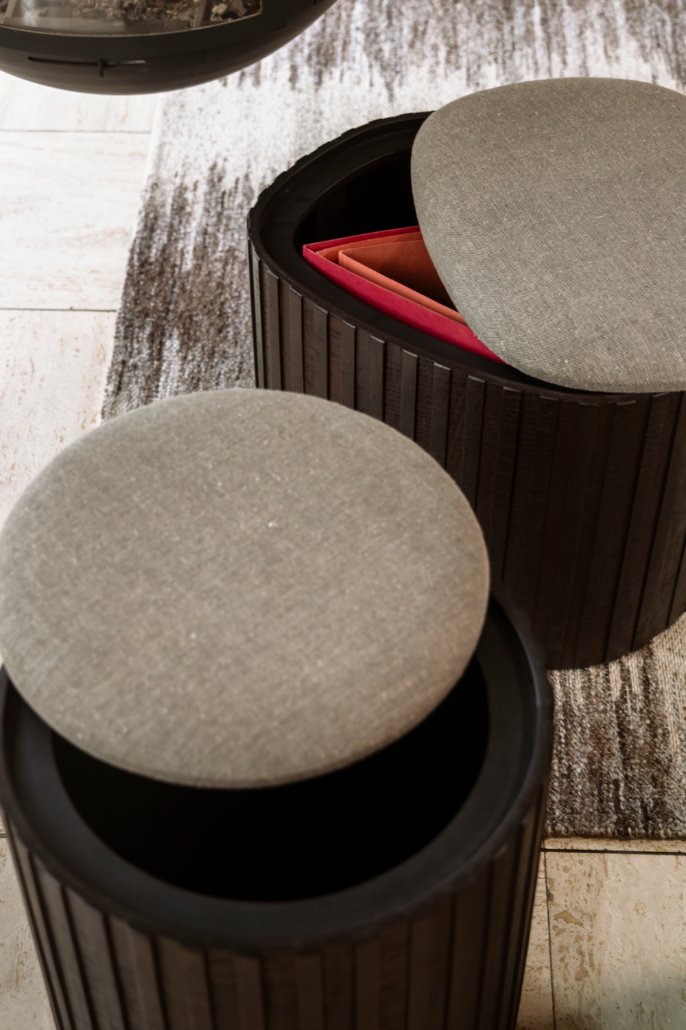 Teak Storage Pouf | Dutchbone Bay | OROA.com