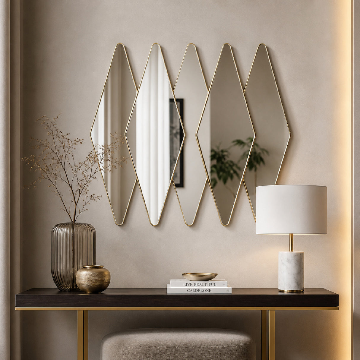   Modern European furniture - Gold Diamond-Shaped Mirror - www.oroa.com | Oroa.com
