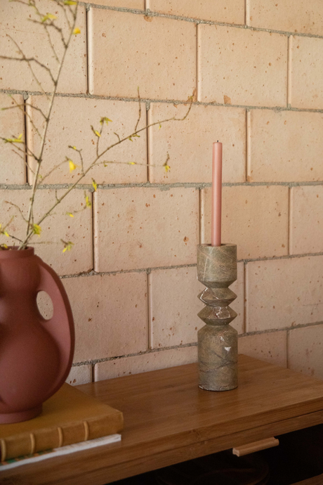   Brown Marble Candle Holder (2) | Oroa.com