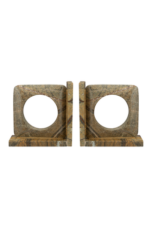 Brown Marble Book Ends (2) | Dutchbone Satpura | OROA.com