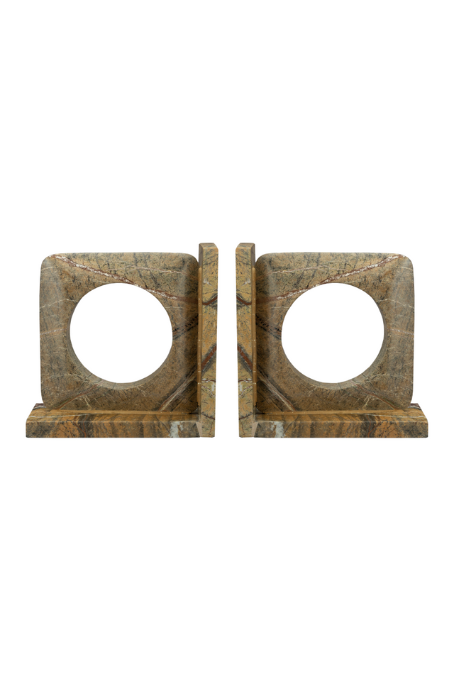 Brown Marble Book Ends (2) | Dutchbone Satpura | OROA.com