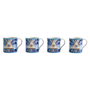 Eye Motif Gilded Porcelain Mugs (4) | Jonathan Adler Druggist | Oroa.com