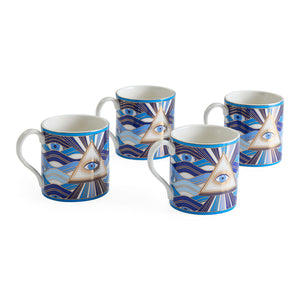 Eye Motif Gilded Porcelain Mugs (4) | Jonathan Adler Druggist | Oroa.com