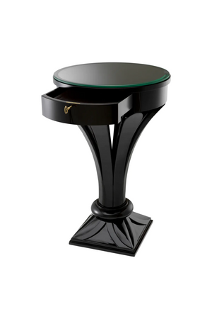 Black Round Glass Side Table | Met x Eichholtz Aswan | Oroatrade.com
