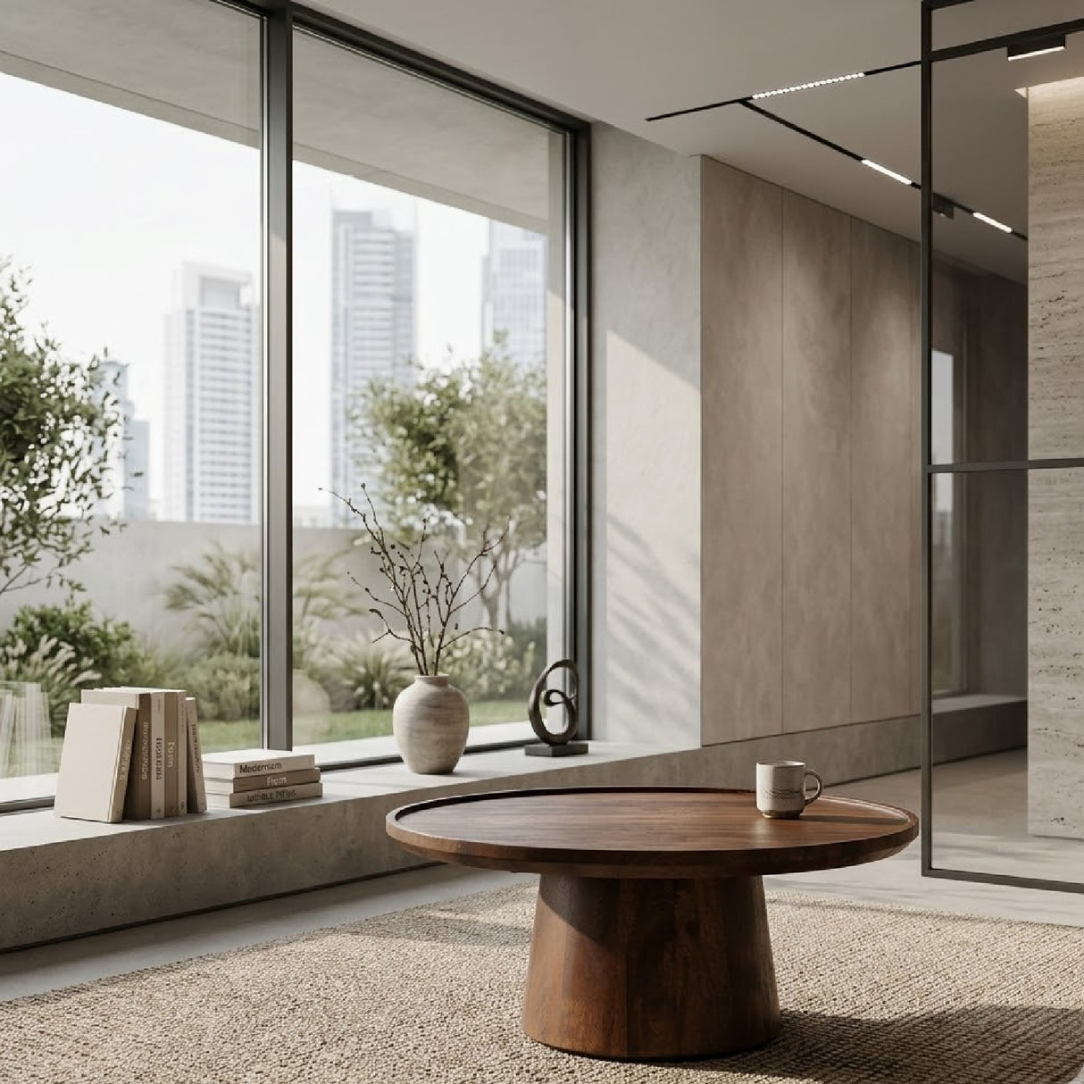   Wooden Pedestal Coffee Table | Oroa.com