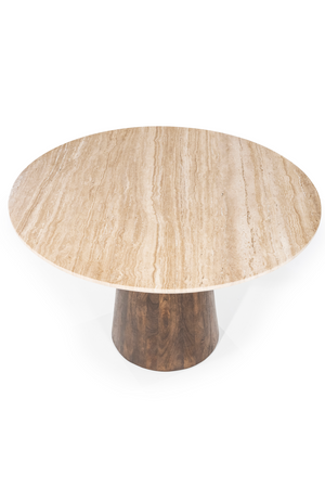 Travertine Pedestal Dining Table | Eleonora Aikin | OROA.com
