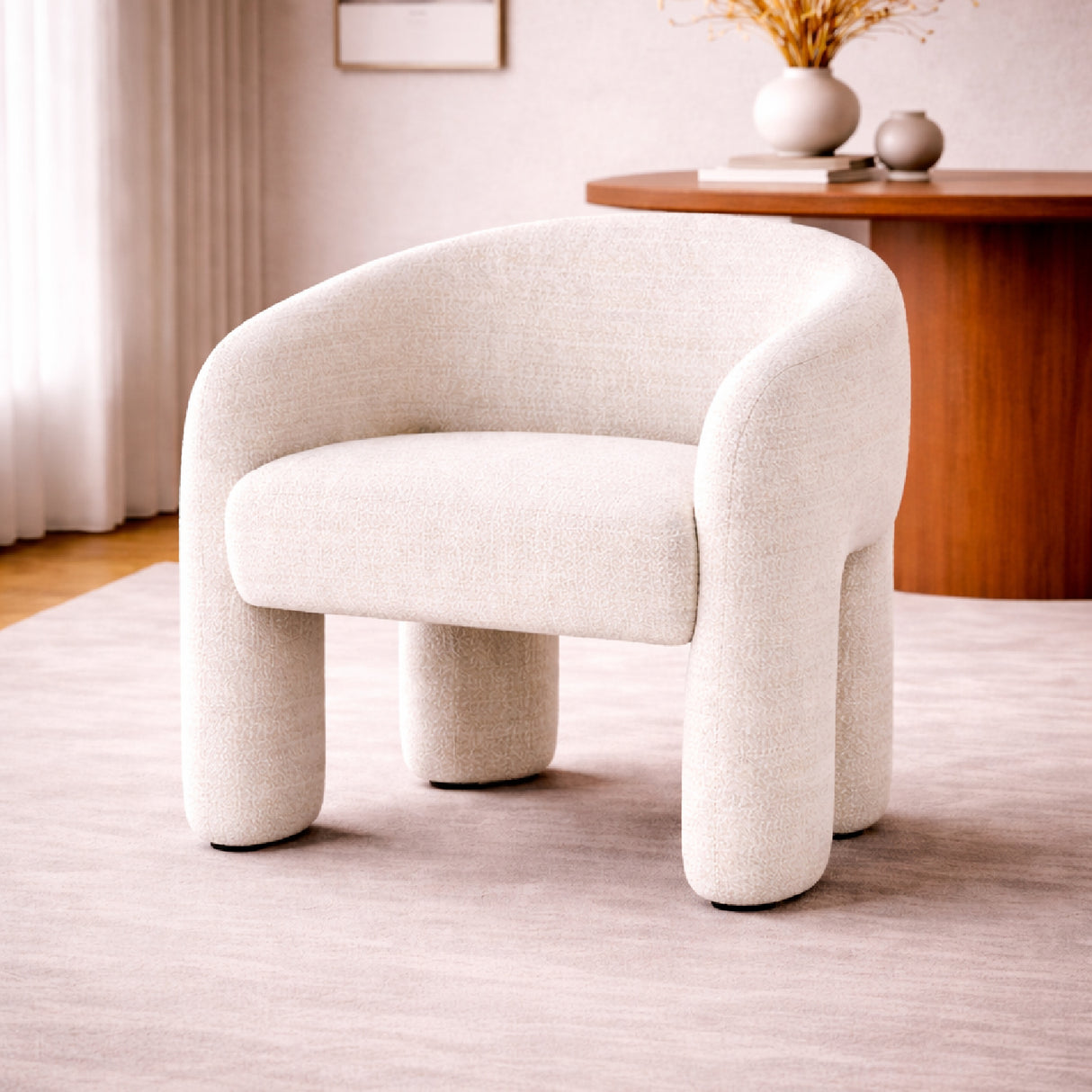   Beige Curved Back Lounge Dining Chair | Oroa.com