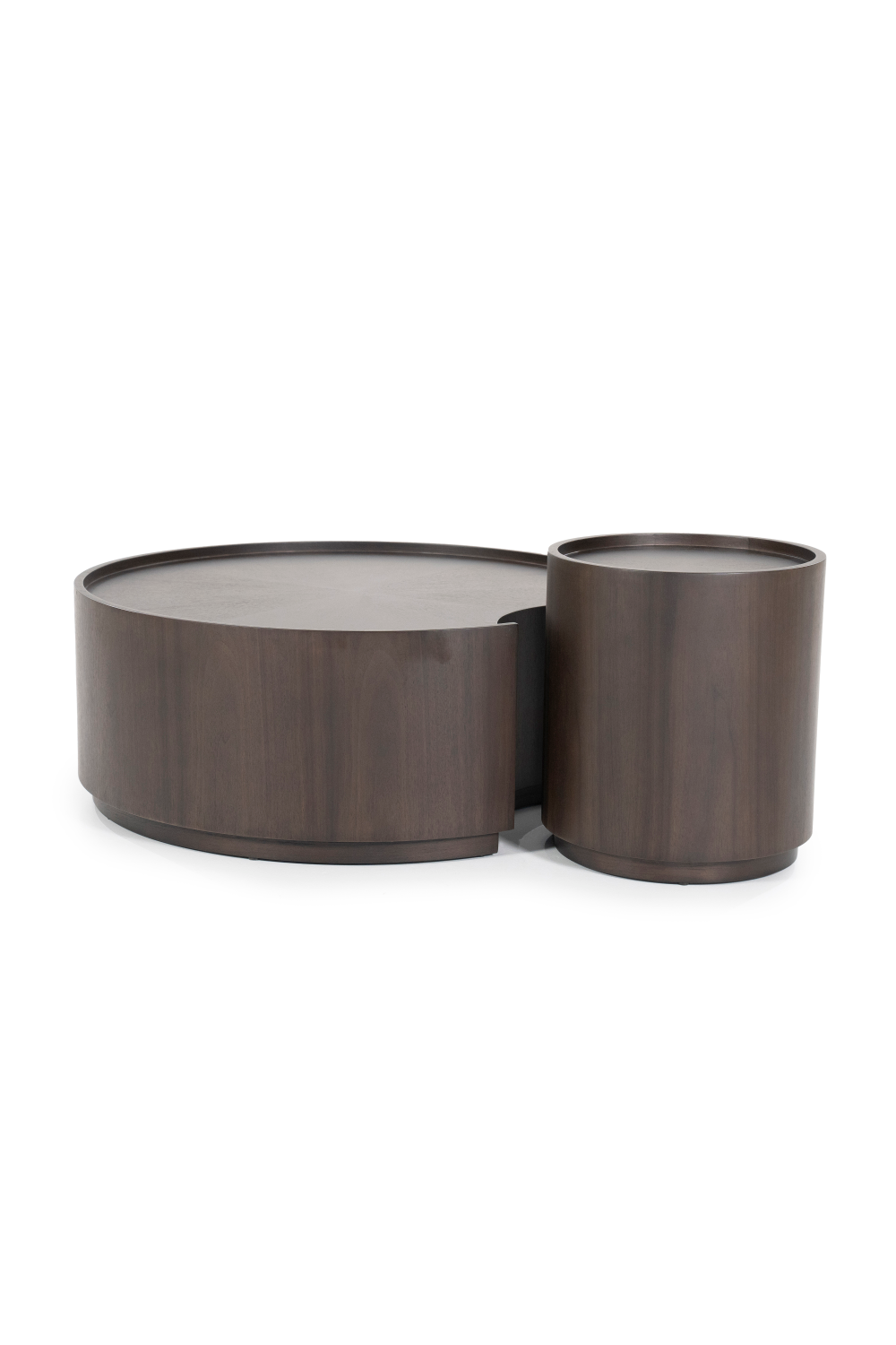 Walnut Round Nesting Coffee Tables (2) | Eleonora Max | OROA.com