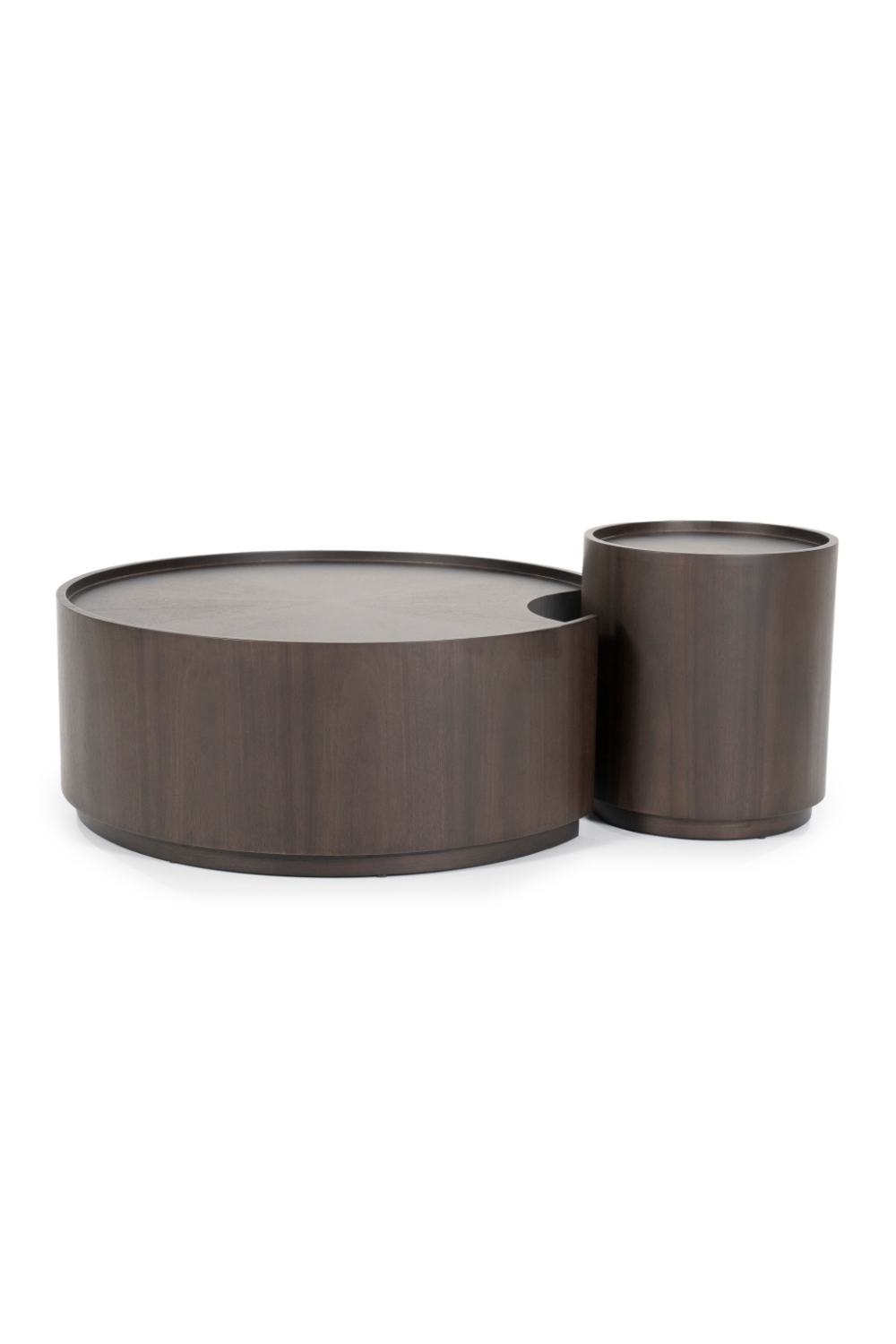 Walnut Round Nesting Coffee Tables (2) | Eleonora Max | OROA.com