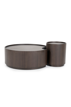 Walnut Round Nesting Coffee Tables (2) | Eleonora Max | OROA.com