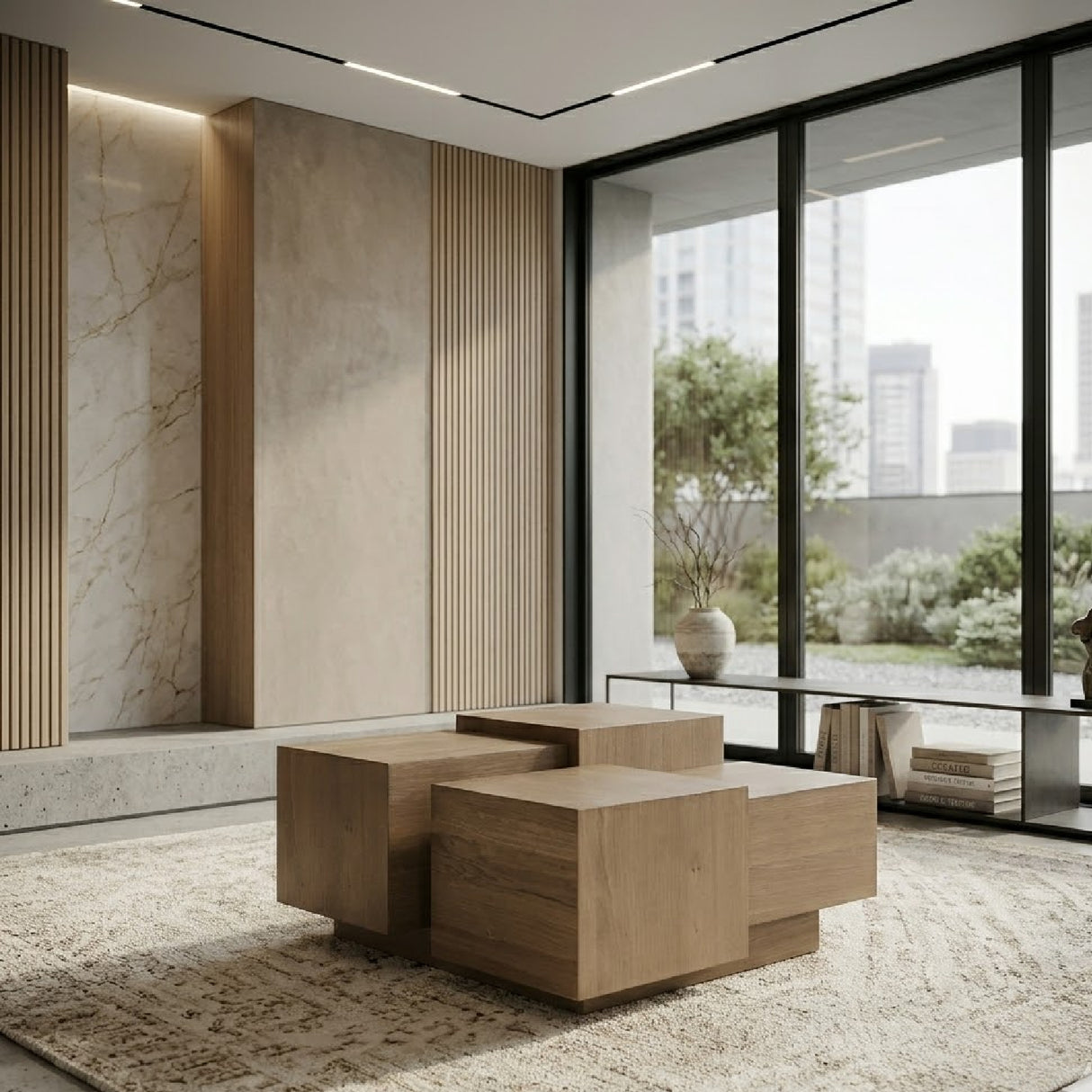   Multilayered Square Oak Coffee Table | Oroa.com