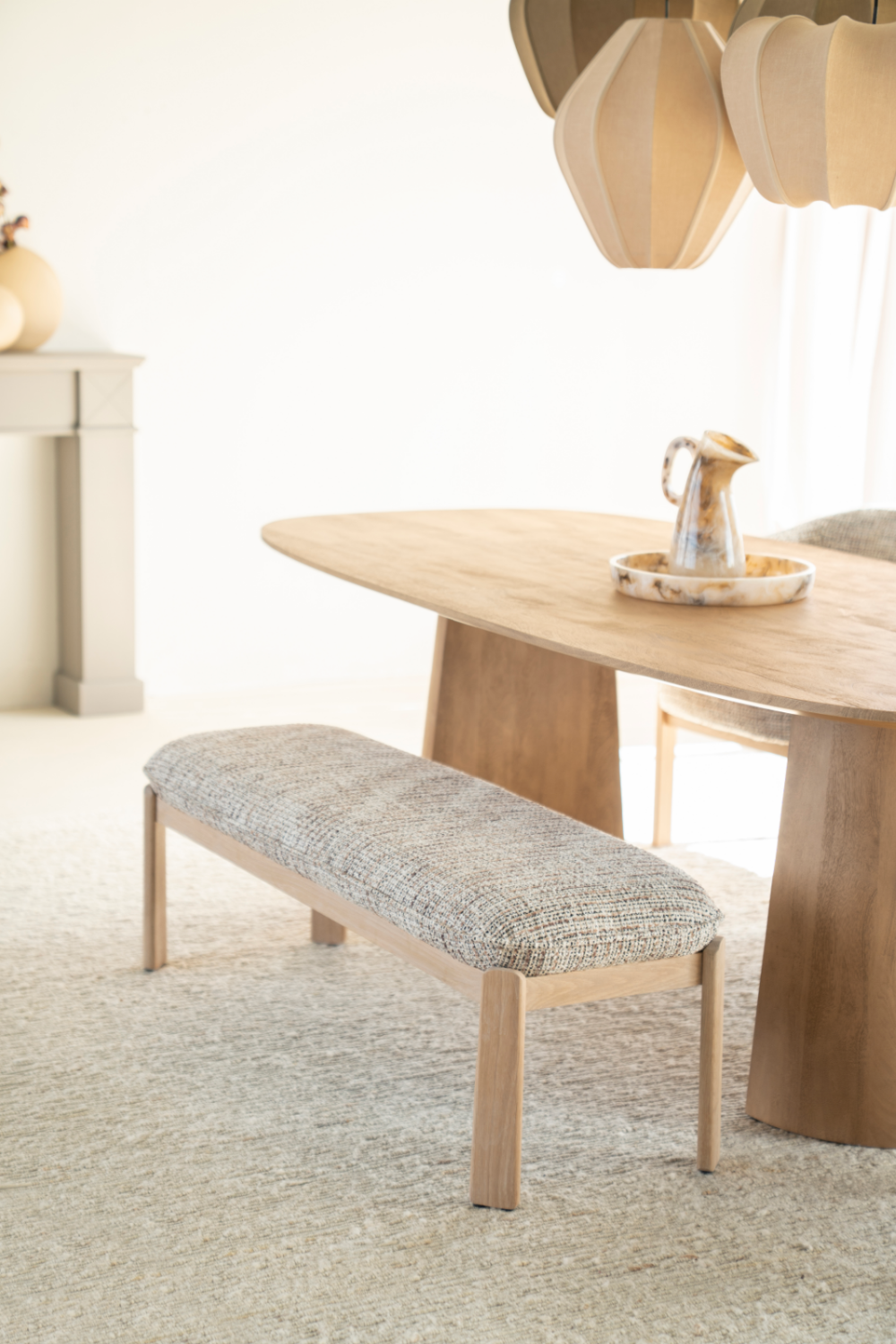 Cushioned Oak Bench | Eleonora Lottie | Oroa.com