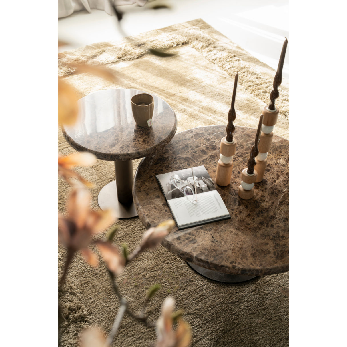   Modern furniture - Brown Marble Pedestal Coffee Table - www.oroa.com | Oroa.com