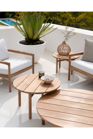 Round Slatted Outdoor Coffee Table | Ethnicraft Quatro | Oroa.com