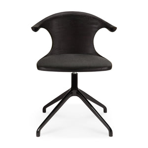   Modern European furniture - Varnished Teak Cushioned Office Chair - www.oroa.com | Oroa.com