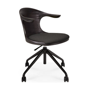   Modern European furniture - Varnished Teak Cushioned Office Chair - www.oroa.com | Oroa.com