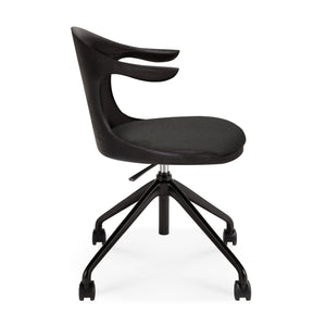   Modern European furniture - Varnished Teak Cushioned Office Chair - www.oroa.com | Oroa.com