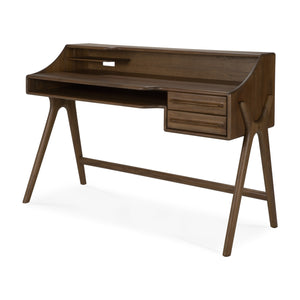   Varnished Teak 2-Drawer Desk | Oroa.com
