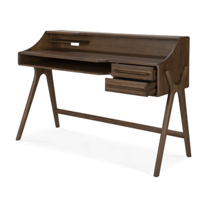   Varnished Teak 2-Drawer Desk | Oroa.com